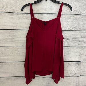BCBGMaxazria Burgundy Cold Shoulder Top Size XS